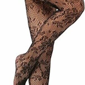 Fishnet Stockings with Roses High Waist Hose Stockings large/xlarge